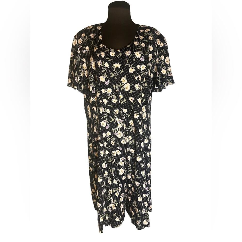 Vtg 90s Floral Polka Dot Retro Fairy Grunge Short Sleeved Romper Dress 18/20
